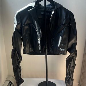 MANIÈRE De Voir Black Faux Leather Women's Jacket